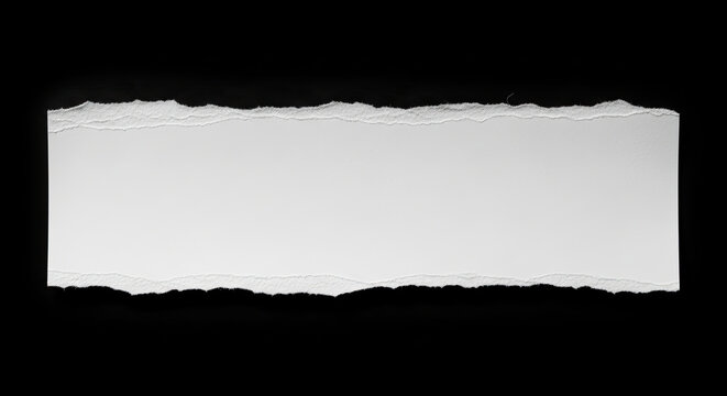 Torn paper edge isolated on black.