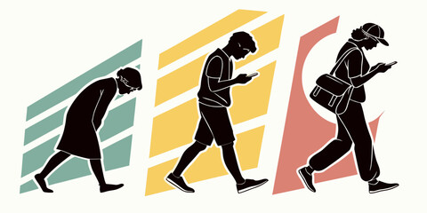 Evolution of human posture from hunched to upright © Icon Set