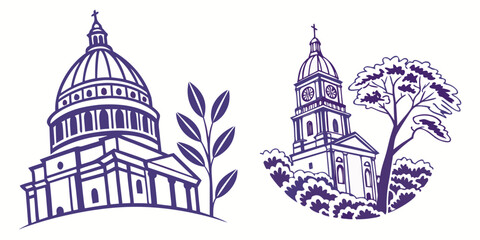 Fototapeta premium A comparison of the capitol building and a tree with a bird perched on it