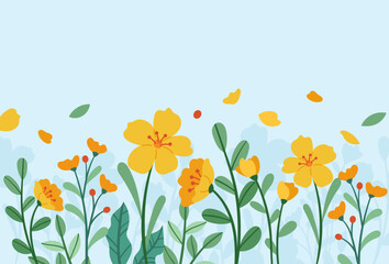 Flat floral landscape vector background