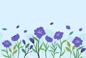 Flat floral landscape vector background