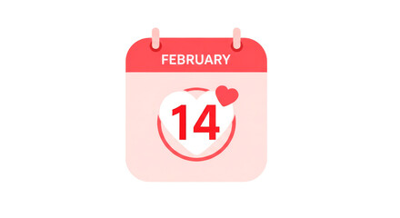 February 14th calendar icon for Valentine's Day celebration