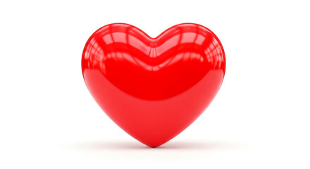 Fototapeta premium Glossy red 3D heart shape isolated on a white background.