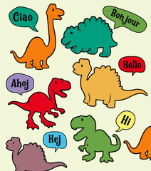 colorful cute dinosaur pattern speech bubbles seamless animal illustration