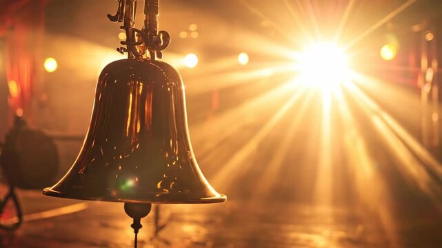 Bell in a vibrant setting illuminated by bright sunlight.
