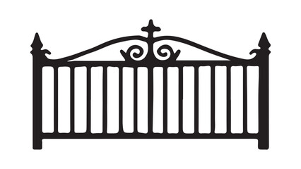 Ornamental scroll top iron gate silhouette vector