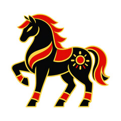 Obraz premium PNG Stylized black horse illustration.