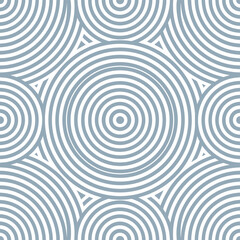 Obraz premium Seamless concentric circles geometric pattern in blue tones, retro modern abstract background for wallpaper, textile prints, packaging, branding, posters, and mid century inspired design