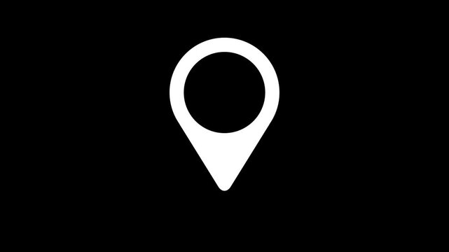 Minimalist White Location Pin on Black Background Simple Map Marker Symbol Abstract for Navigation and Geo- Tagging Concepts.