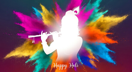 Obraz premium Happy Holi Abstract Deity Silhouette with Color Splash Background