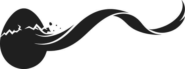 Obraz premium Cracked Easter Egg with Flowing Motion Trail – Abstract Rebirth and Transformation Concept Vector