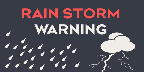A graphic warning about an approaching rain storm with lightning and heavy rainfall.