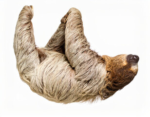 Naklejka premium Flexible Sloth over White Background, Funny Stretching Animal No Shadow