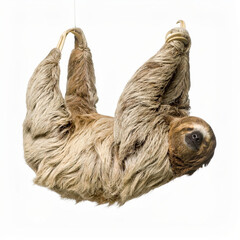 Naklejka premium Flexible Sloth over White Background, Funny Stretching Animal No Shadow