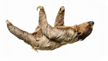 Naklejka premium Flexible Sloth over White Background, Funny Stretching Animal No Shadow