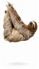 Naklejka premium Flexible Sloth over White Background, Funny Stretching Animal No Shadow