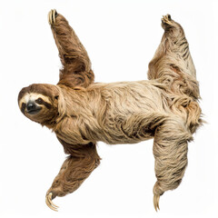 Naklejka premium Flexible Sloth over White Background, Funny Stretching Animal No Shadow