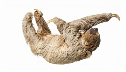 Naklejka premium Flexible Sloth over White Background, Funny Stretching Animal No Shadow