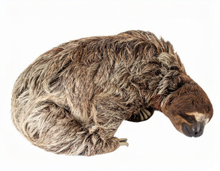 Naklejka premium Flexible Sloth over White Background, Funny Stretching Animal No Shadow