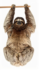 Naklejka premium Flexible Sloth over White Background, Funny Stretching Animal No Shadow