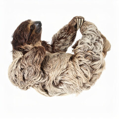 Naklejka premium Flexible Sloth over White Background, Funny Stretching Animal No Shadow