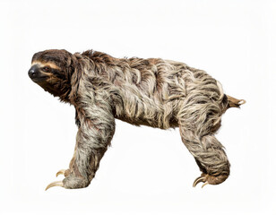 Naklejka premium Flexible Sloth over White Background, Funny Stretching Animal No Shadow