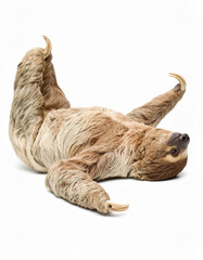 Naklejka premium Flexible Sloth over White Background, Funny Stretching Animal No Shadow