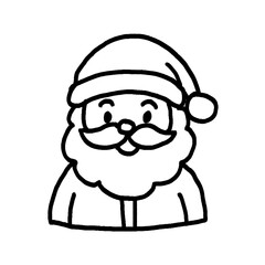 Santa Claus Clipart Black and White, Christmas Outline Illustration, Cute Cartoon Santa, Coloring Page, Holiday Line Art
