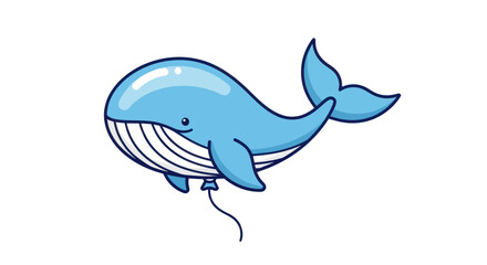 Obraz premium Whimsical blue whale balloon floating against a white background