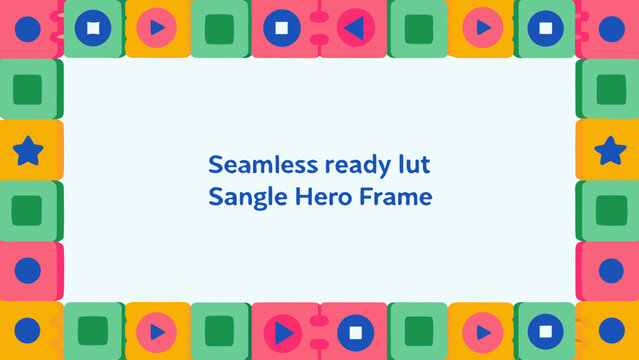 Vibrant colorful frame with playful icons and text space