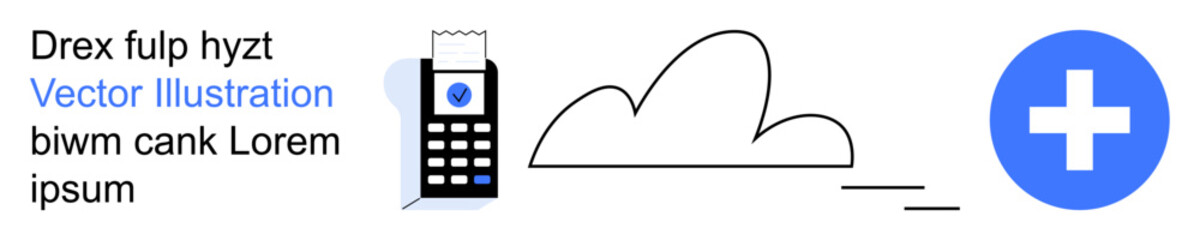 Obraz premium Cloud storage, healthcare services, data transfer, communication technology, digital accessibility, online tools. Mobile device, cloud symbol and medical cross icon. Cloud storage and healthcare