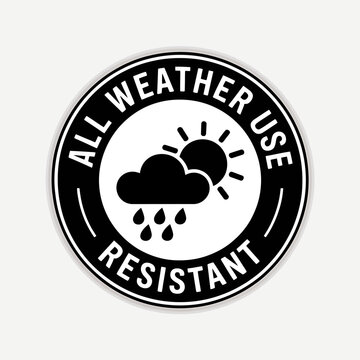 All weather use resistant icon with sun rain cloud logo
