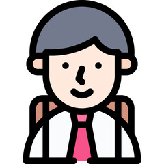 Fototapeta premium Boy Student Avatar Lineal Colour Vector Icon.