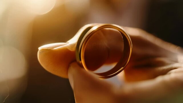 A gold ring on the fingers symbolises love and fidelity, making it ideal for advertising jewellery as an atmospheric backdrop.
