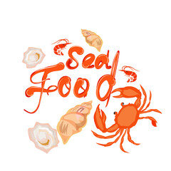 seafood writing icon with various sea animals
