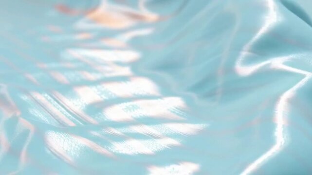 Abstrakte fl&uuml;ssige Seide in Pfirsich und Arktisblau, sanfte organische Wellen, generative KI.