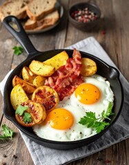 Bauernfr&uuml;hst&uuml;ck mit Speck und Ei