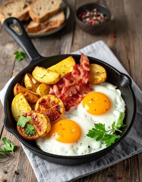 Bauernfr&uuml;hst&uuml;ck mit Speck und Ei