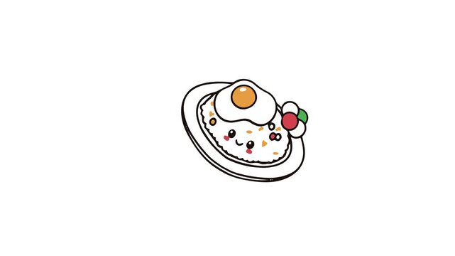 Cute Fried Rice Egg Vector Illustration