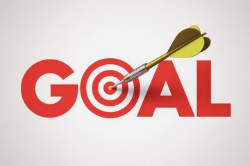Red goal text with dart hitting bullseye on target red text