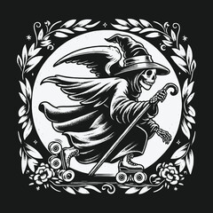 Grim Reaper on Roller Skates: A Whimsical Deathly Adventure.