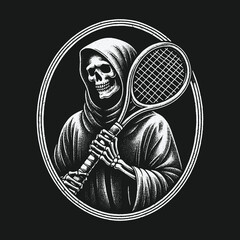 Grim Reapers Tennis Match: A Hauntingly Sporty Illustration of Death.