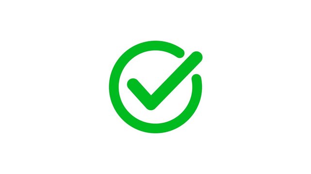 check mark on transparent background with alpha channel. Check mark symbol. approved tick mark icon, Check mark icon animation , right mark icon. check box, tick box, 4k video