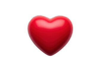 Perfectly formed vibrant crimson red heart with a smooth, glossy finish, centered on an immaculate transparent background, ample copy space, soft shadows, high-key studio lighting for a clean