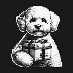 Charming Poodle Illustration: A Gift of Joy and Happiness.