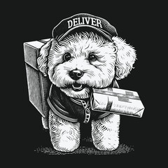 Delivery Dog: A charming illustration of a canine courier.