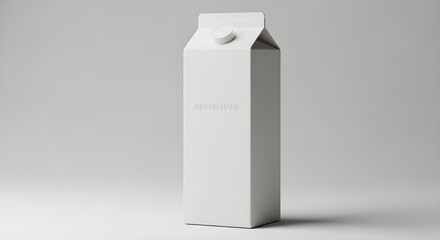 Minimal White Milk Carton Standing Upright on Gray Background