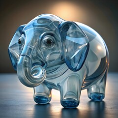 Blue Glass Elephant Sculpture