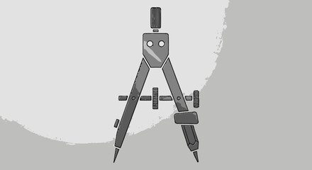 Architectural compass tool isolated on gray background for design projects