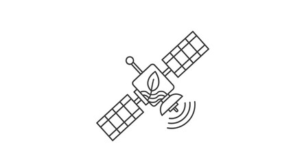 Obraz premium Satellite icon with leaf and waves environment and data concept